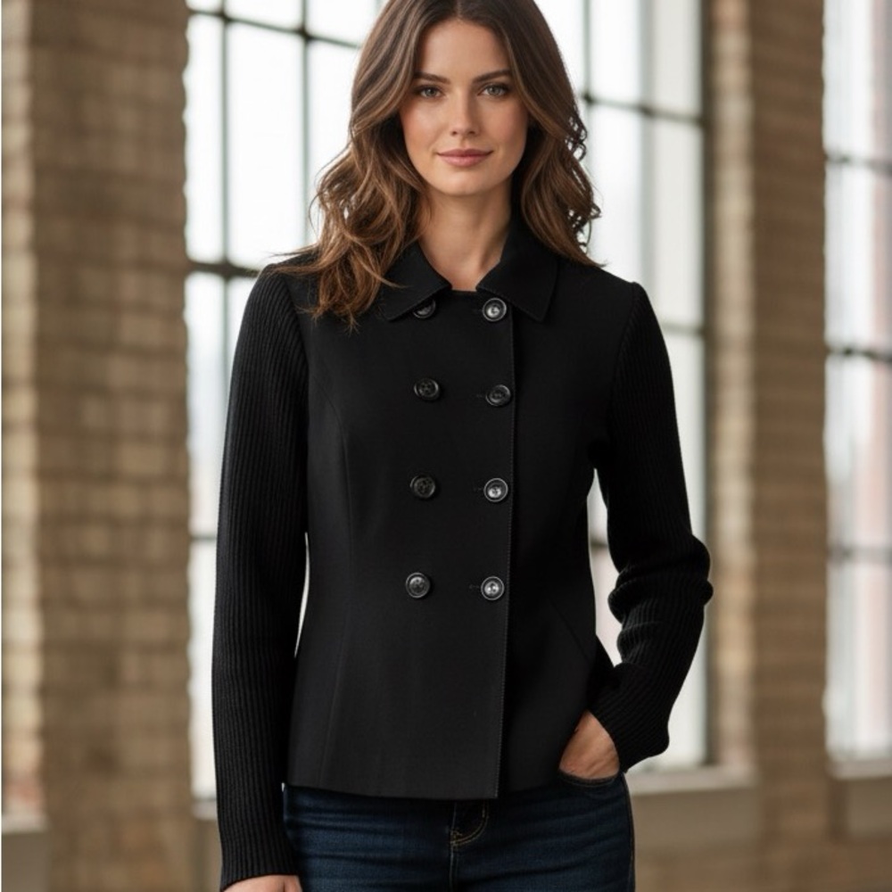 PIAZZA Sempione Black Wool Double Breasted Jacket